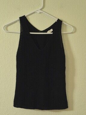 LA MIEL Black Knit V-Neck Tank